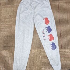 Buffalo Bills Gray Sweatpants with Colorful Buffalo Design